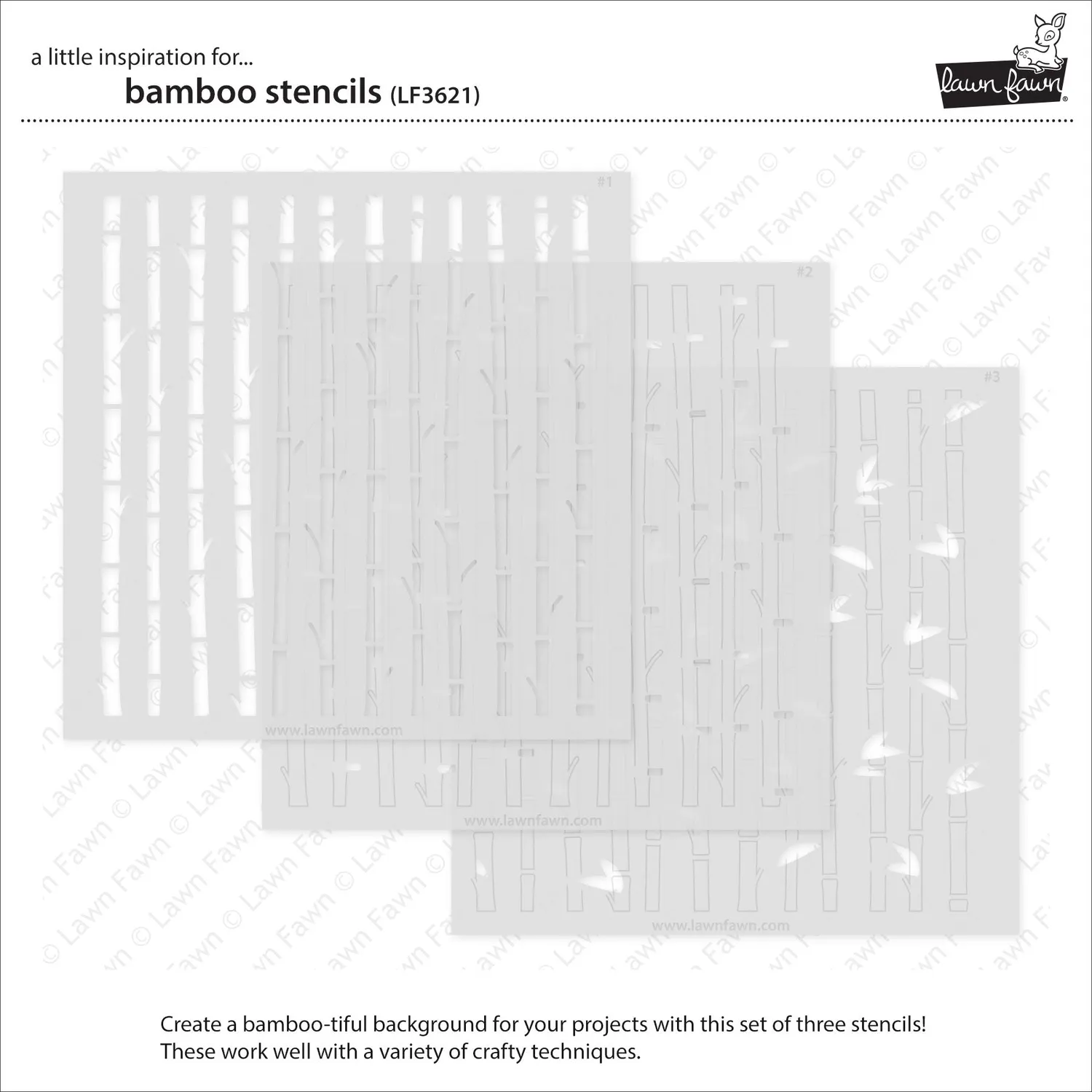 Lawn Fawn LF3621 Bamboo Stencils Schablone 6x6 Zoll