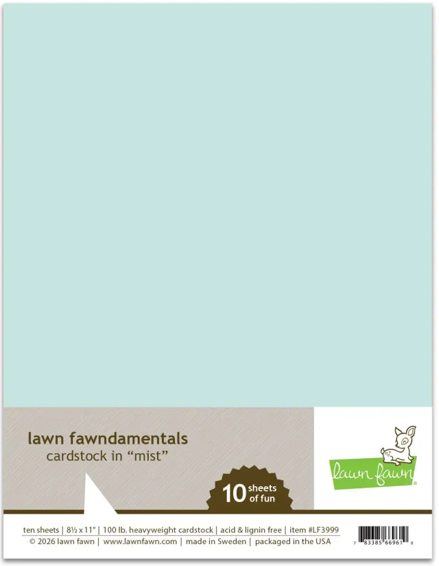 Lawn Fawn Mist Cardstock aqua 10 Blatt hellblau