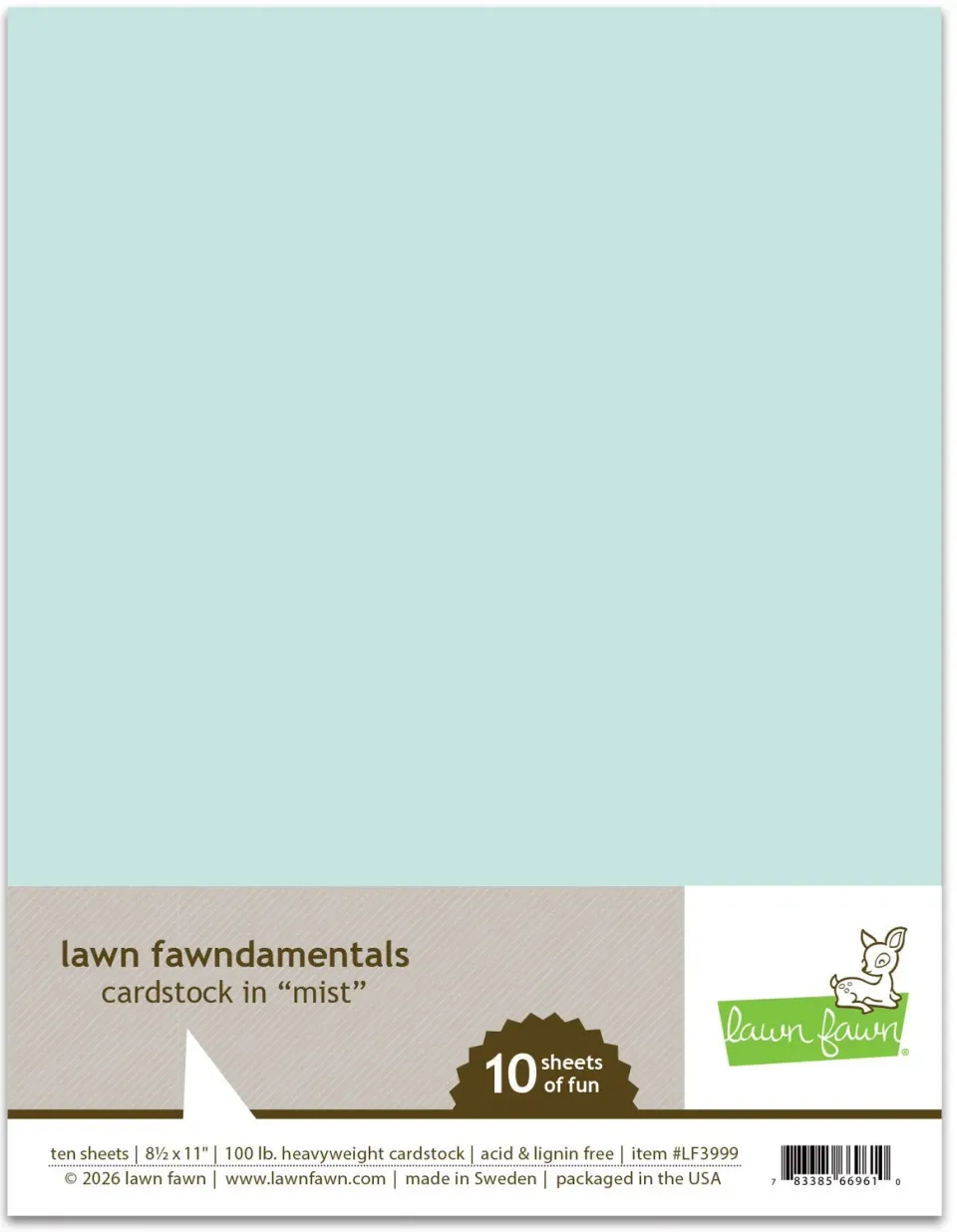 Lawn Fawn Mist Cardstock aqua 10 Blatt hellblau