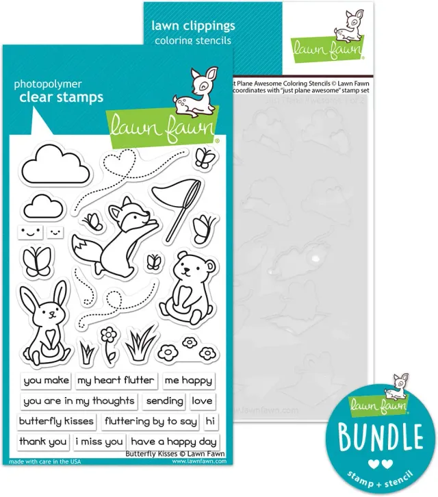 Lawn Fawn Butterfly Kisses Stempelset Schablonen Bundle
