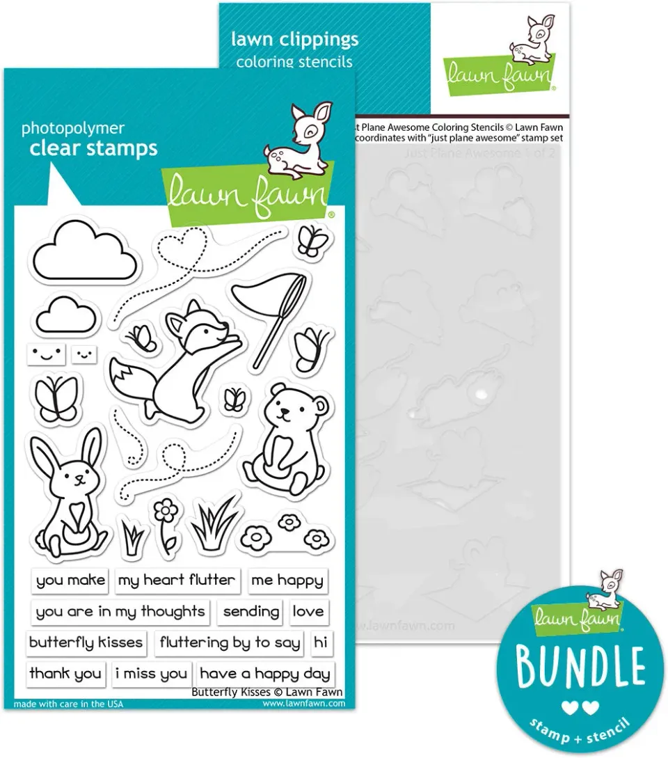 Lawn Fawn Butterfly Kisses Stempelset Schablonen Bundle