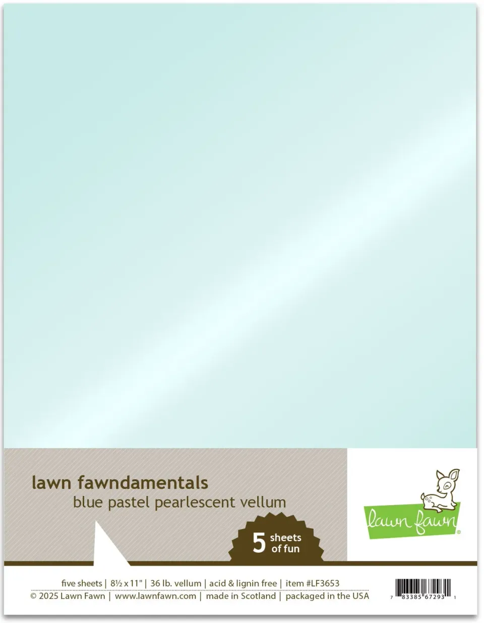 Lawn Fawn Transparentpapier Hellblau Perlglanz 5 Bogen