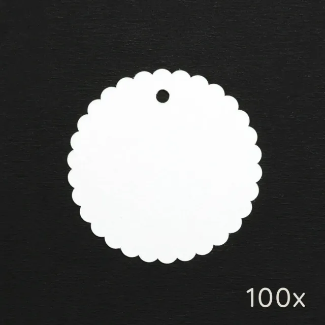 Perlenfischer Wellenrand Papieranhänger 100 Stück weiß