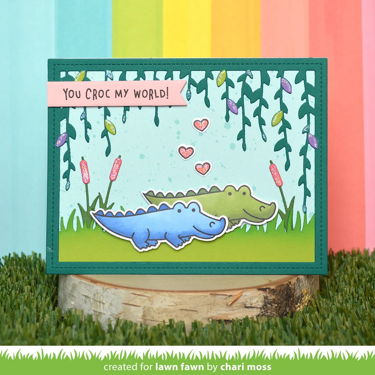 Lawn Fawn Croc My World Stempel Krokodil mit Herz