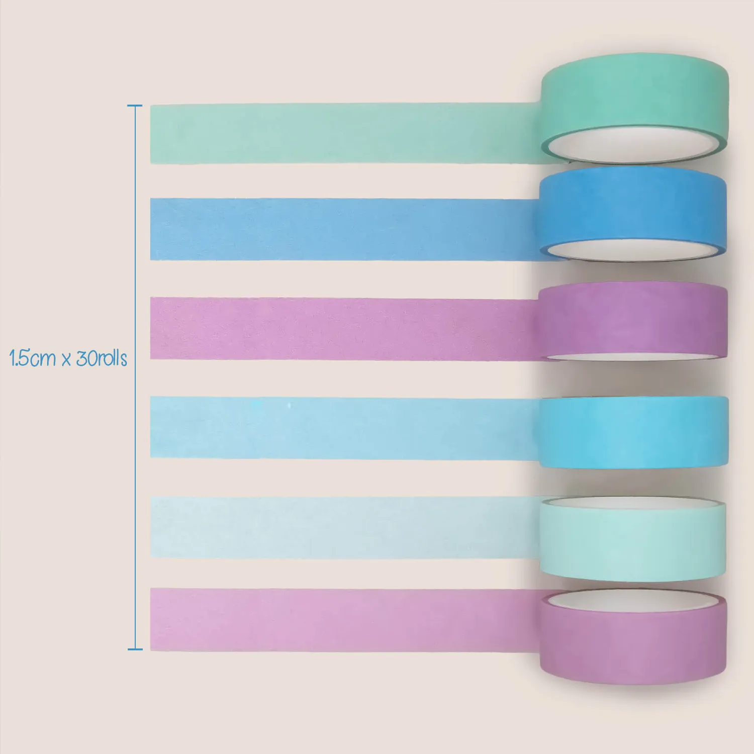 Ieebee Pastel Washi Tape 30 Rollen uni pastell
