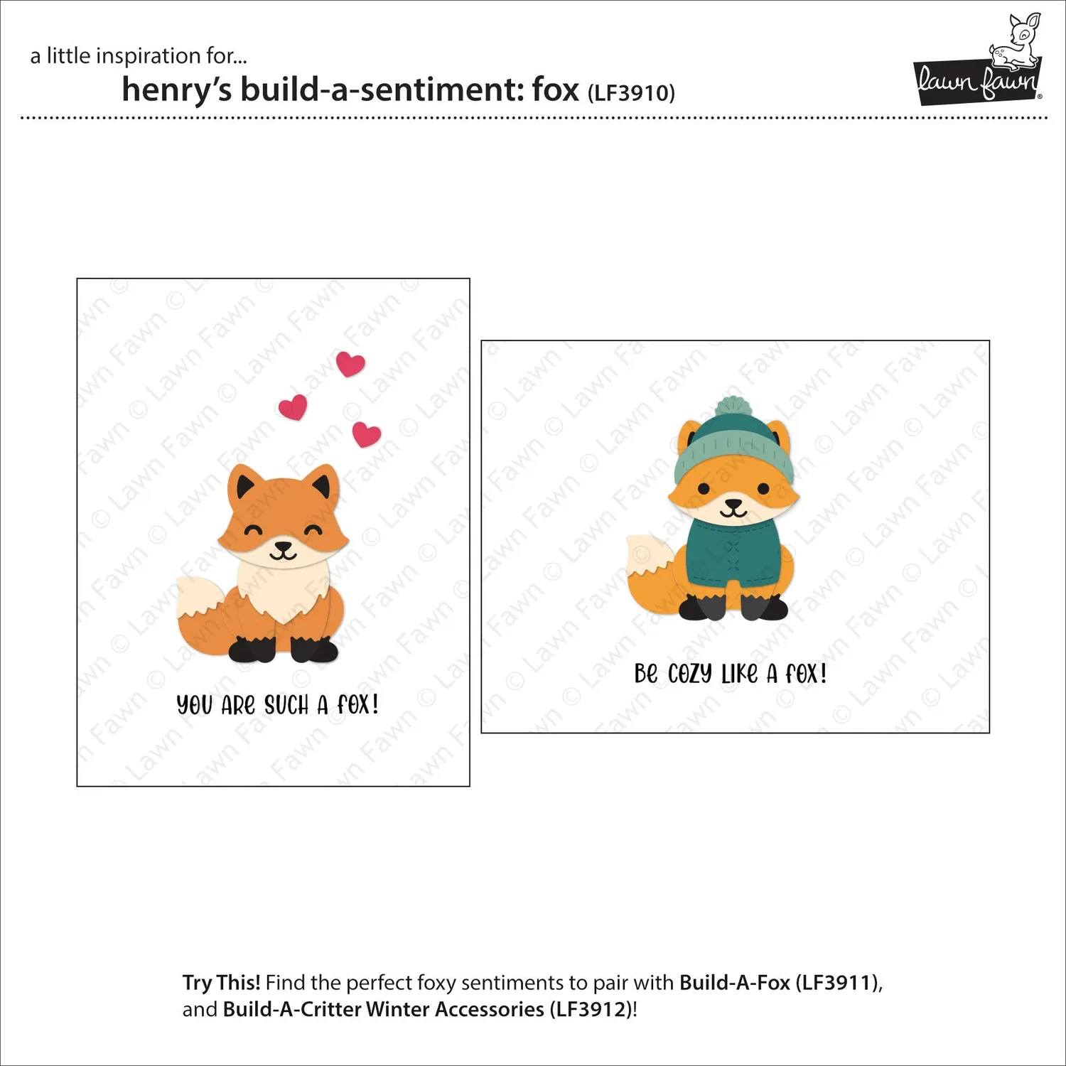 Lawn Fawn Henry's Build-A-Sentiment Fox Stempelset LF3910
