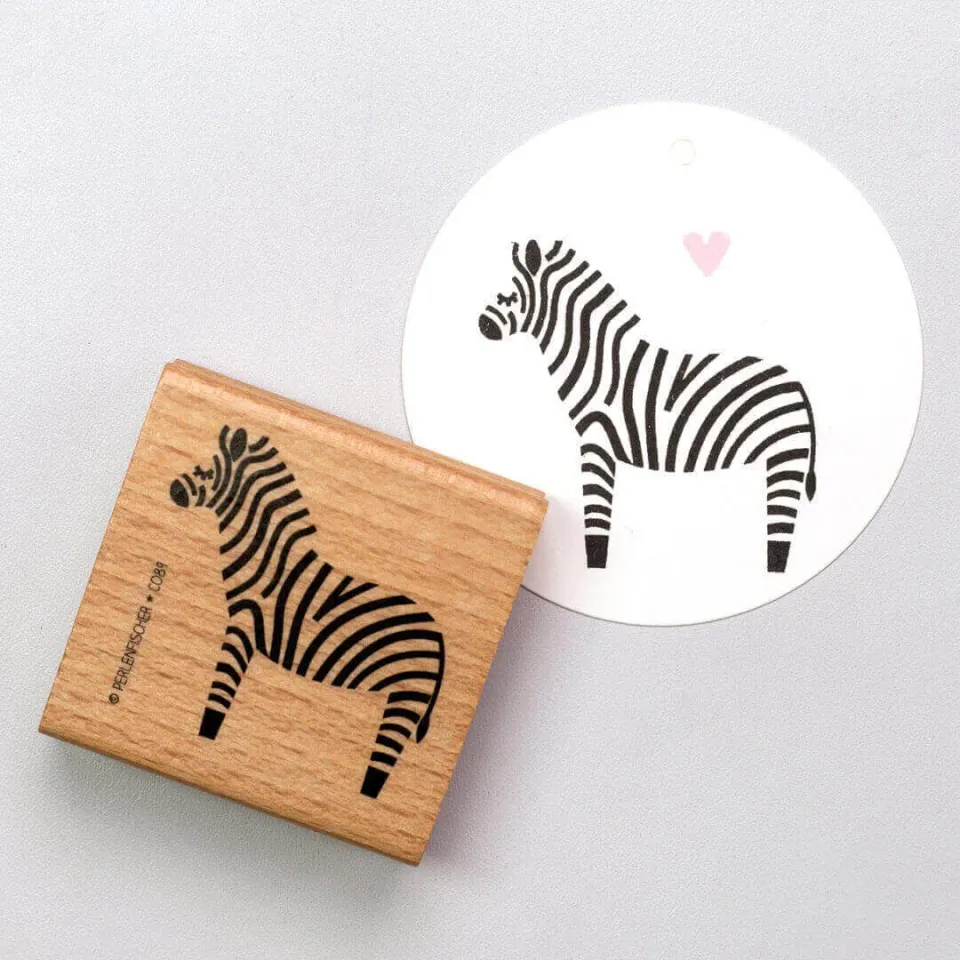 Perlenfischer Zebra Holzstempel 47x49 mm Tiere