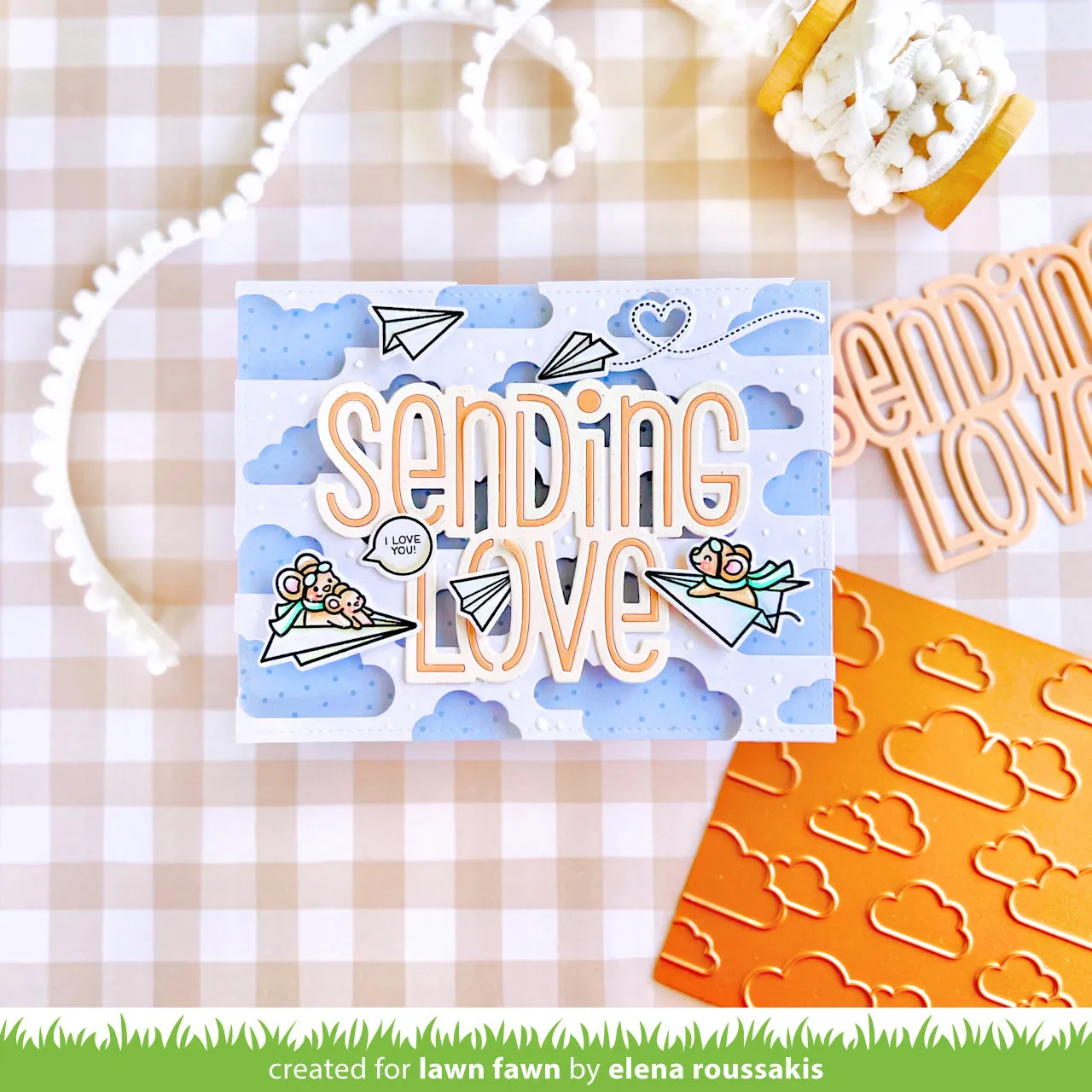 Lawn Fawn Giant Sending Love Stanzschablone 10x7cm