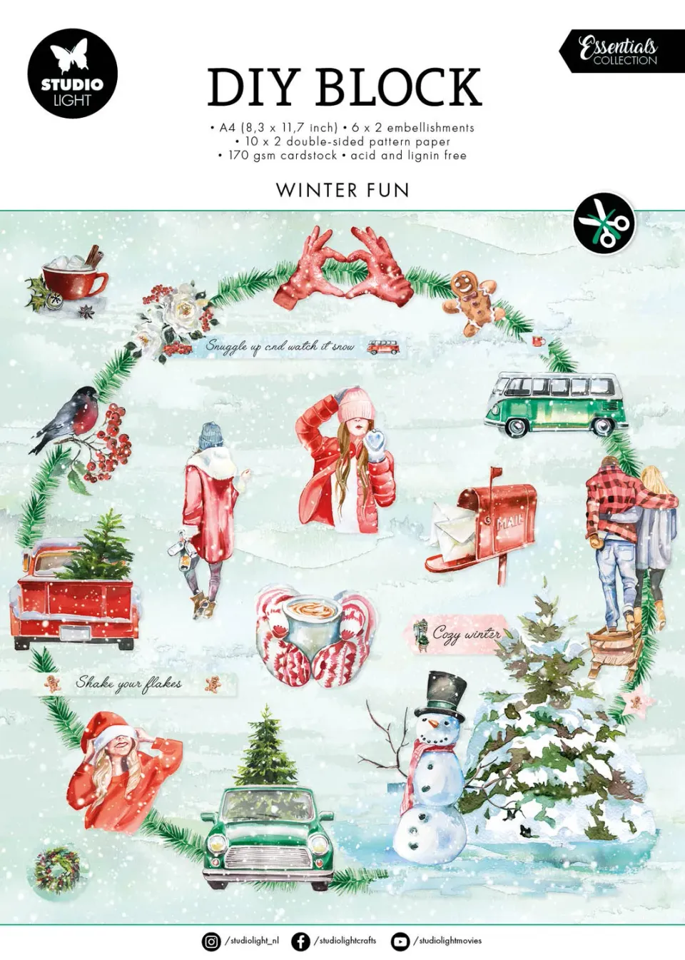 StudioLight Essentials Die-cut Paper Pad Winter fun 294mm