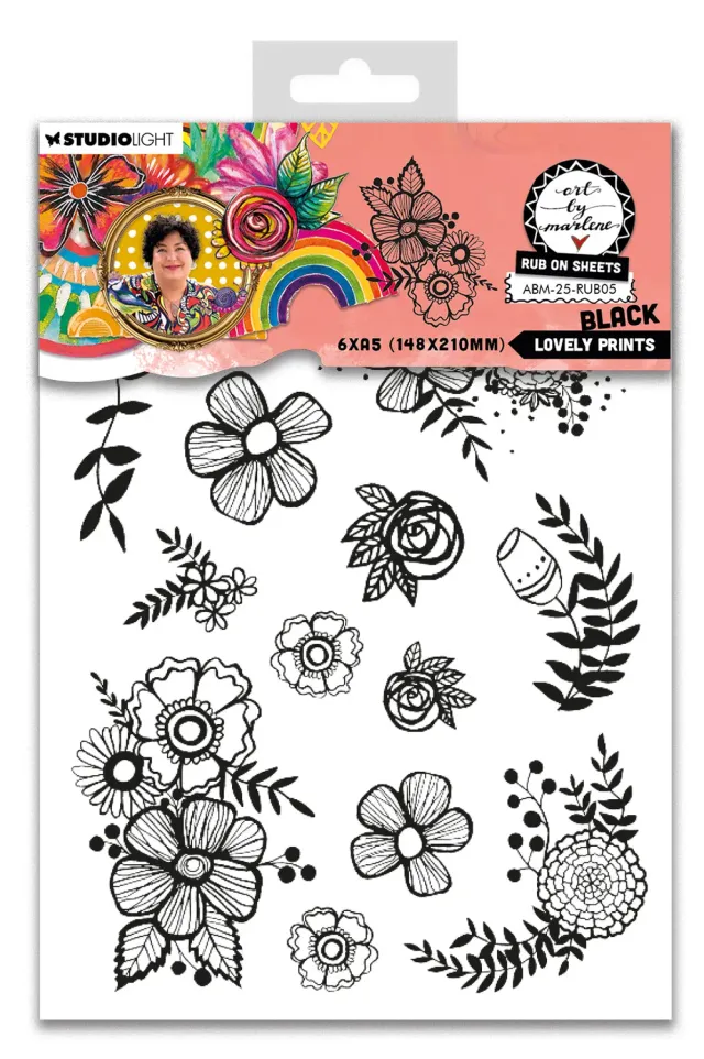 Art by Marlene Lovely prints Rub-Ons schwarz 6 Bogen