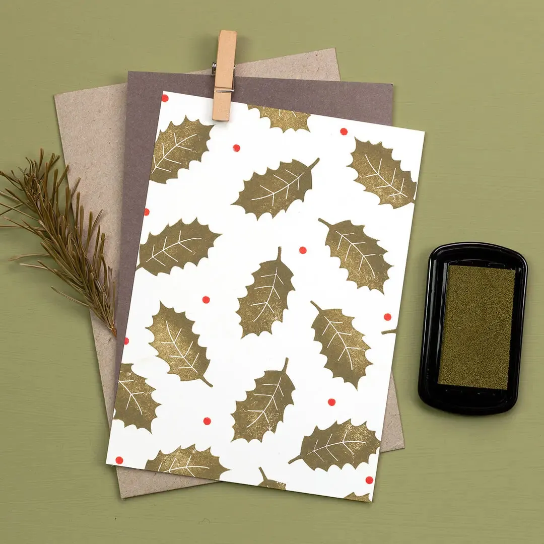 Perlenfischer Ilexblatt Stempel 40x21 mm Winter