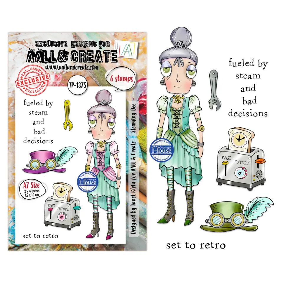 AALL and Create TP-1375 Steaming Dee Stempelset A7 6-teilig