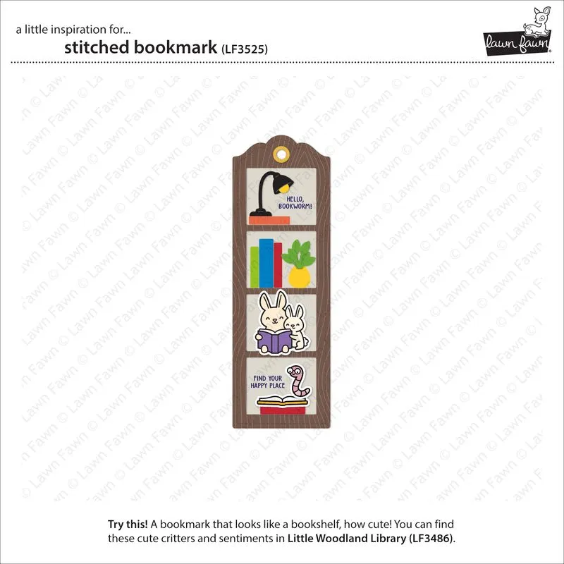Lawn Fawn Lawn Cuts Stitched Bookmark Stanze Bücherregal