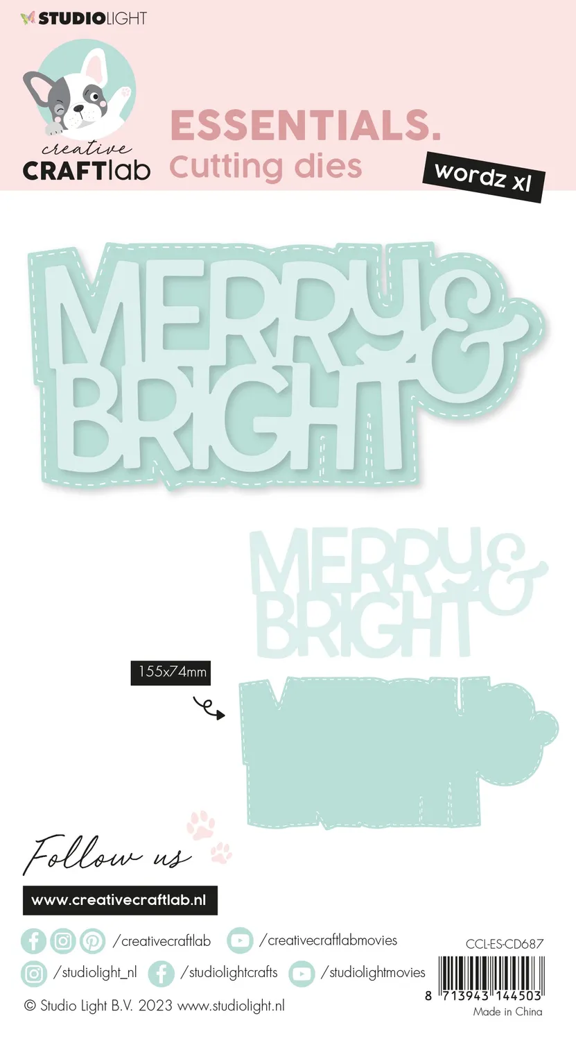StudioLight Creative Craftlab Wordz XL Merry and Bright Stanzschablone Weihnachten