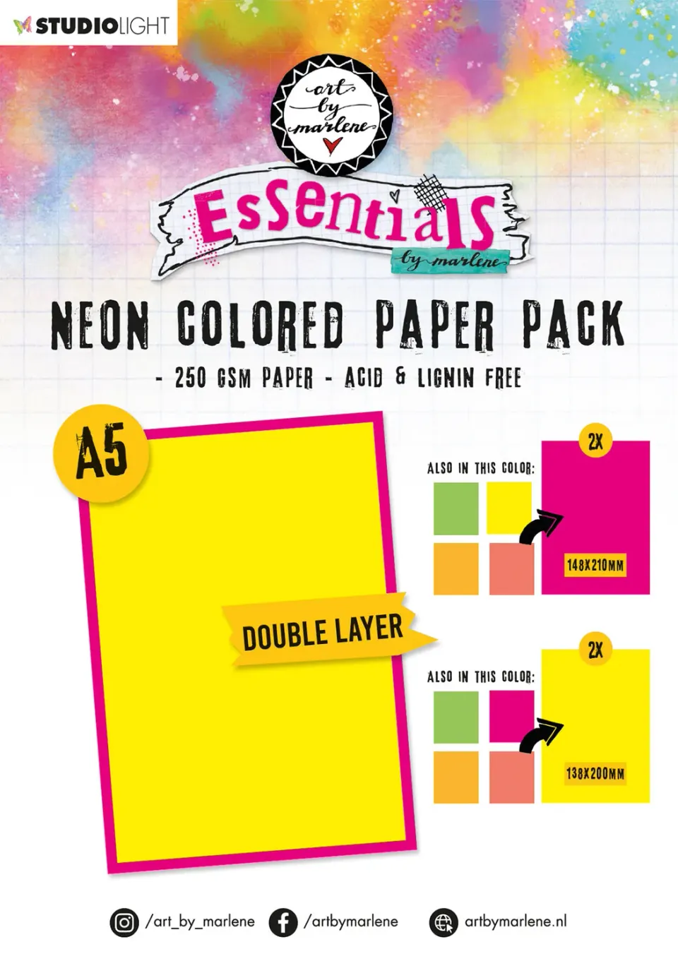 Art by Marlene Essentials Paper Pack Neon 20 Blatt A5