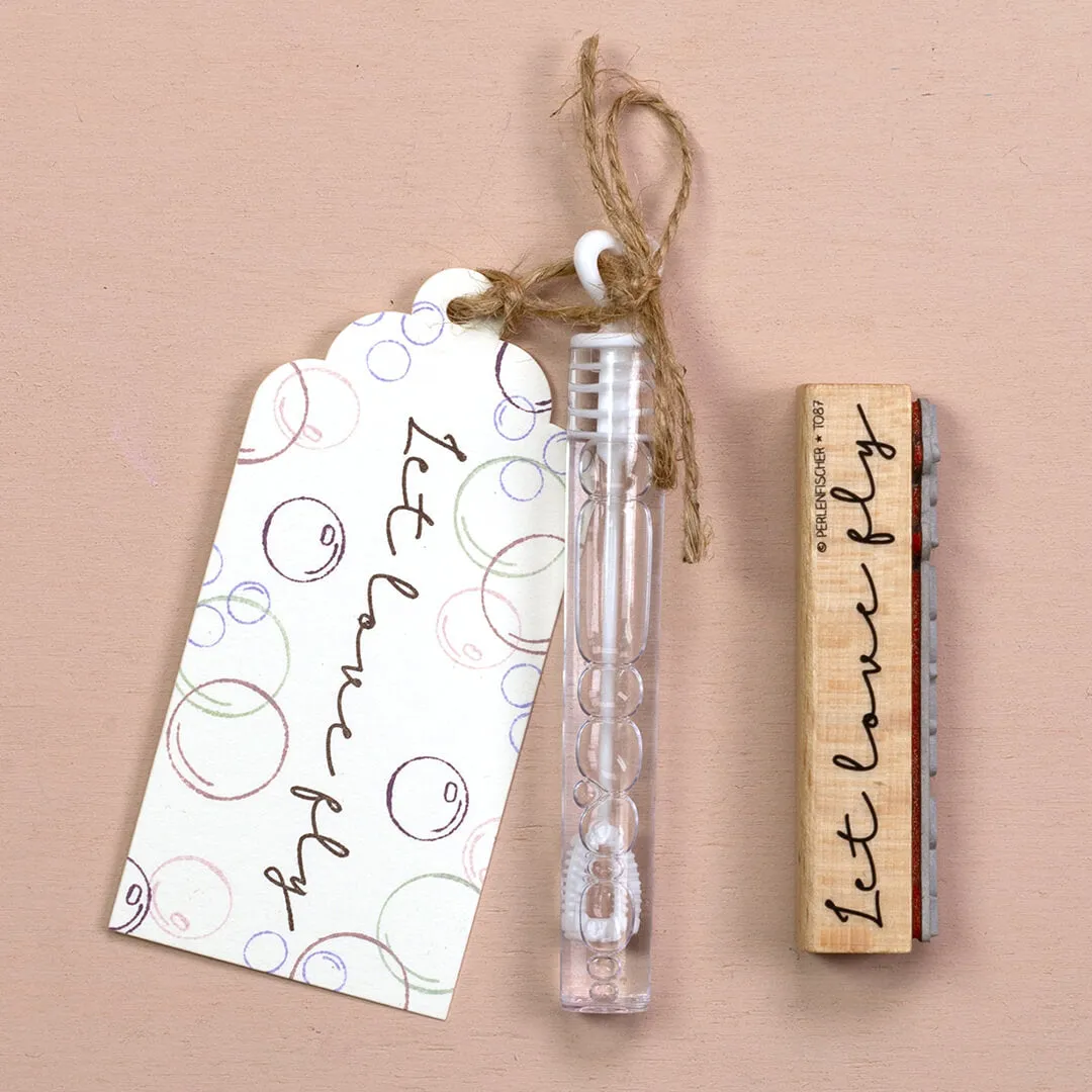 Perlenfischer Let love fly Stempel 11 x 70 mm Holz