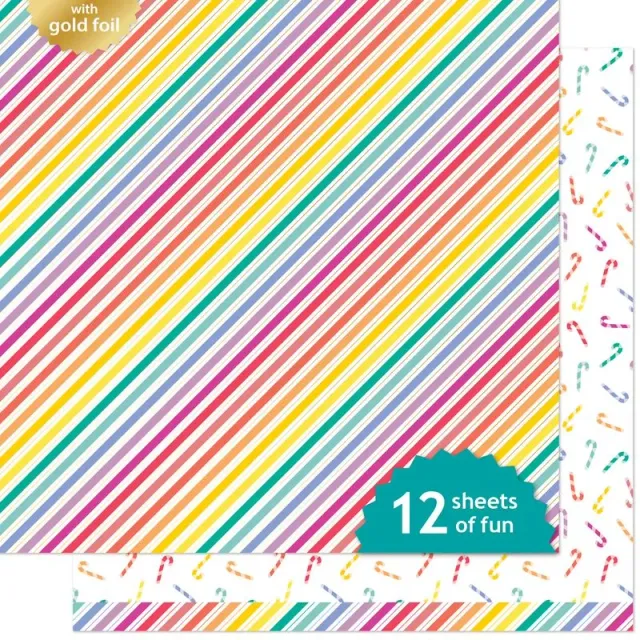 Lawn Fawn Candy Cane Lane Candy Canes Designpapier 12 Blatt Goldfolie