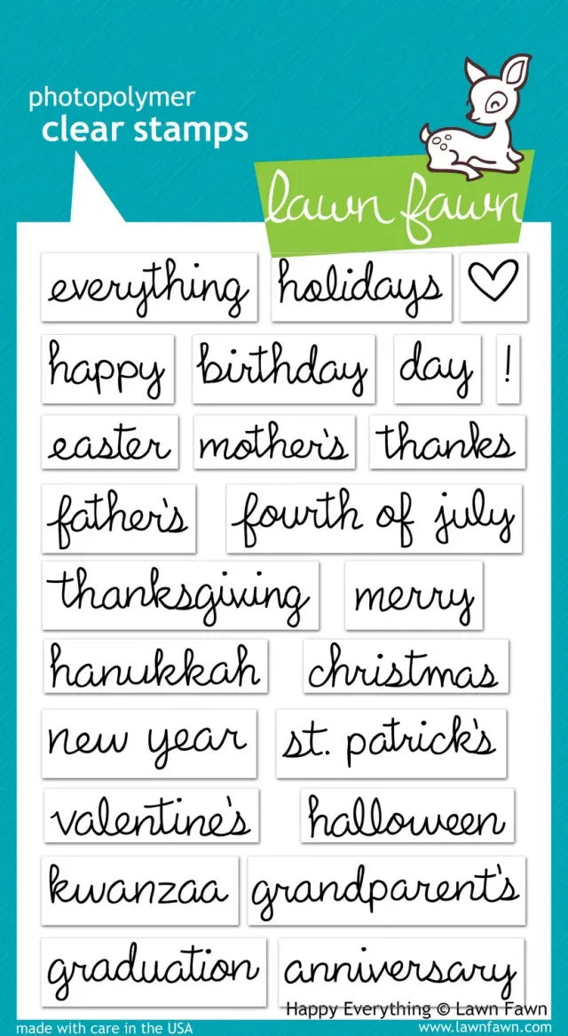 Lawn Fawn Happy Everything Clear Stamps Spruch-Stempelset 24-teilig