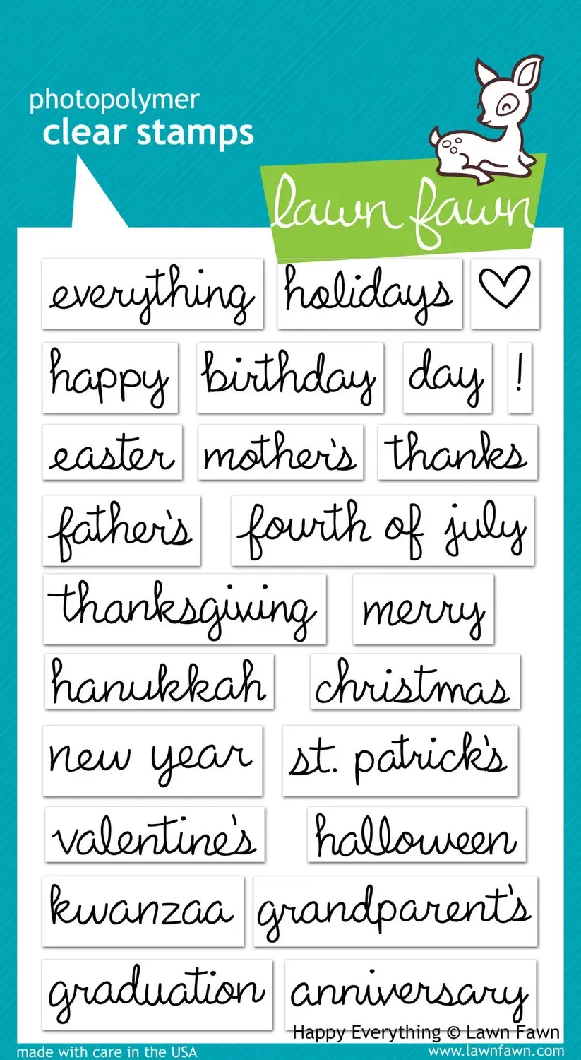 Lawn Fawn Happy Everything Clear Stamps Spruch-Stempelset 24-teilig