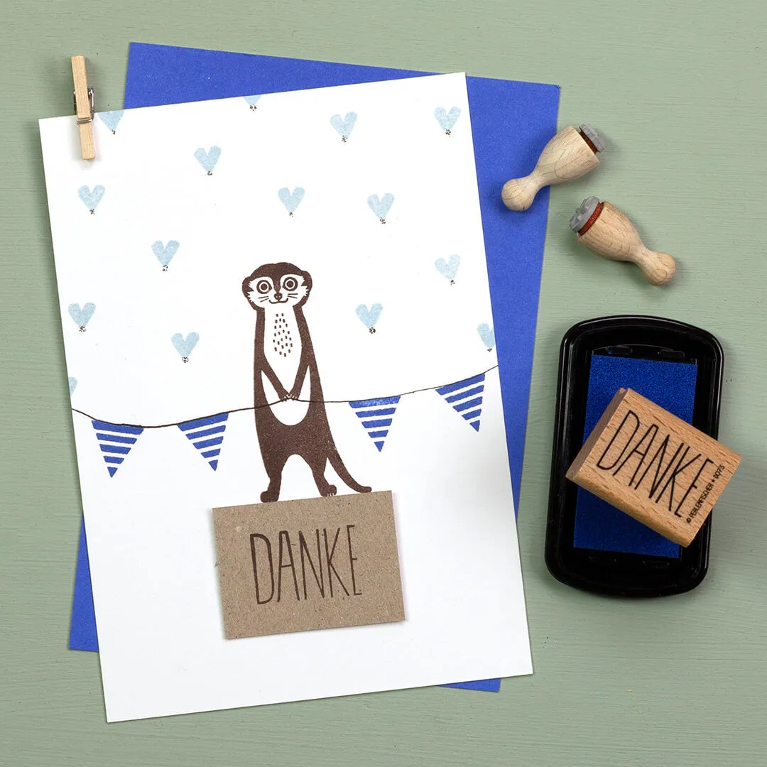 Perlenfischer Danke 2 Stempel 17x25 mm Textmotiv Buche