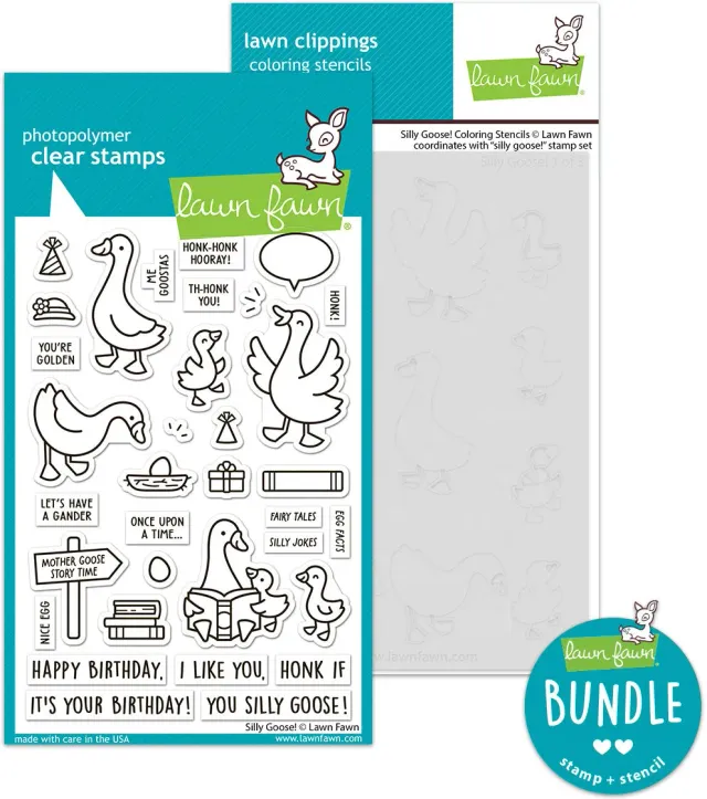 Lawn Fawn Silly Goose Stempel + Schablonen Bundle Gänse