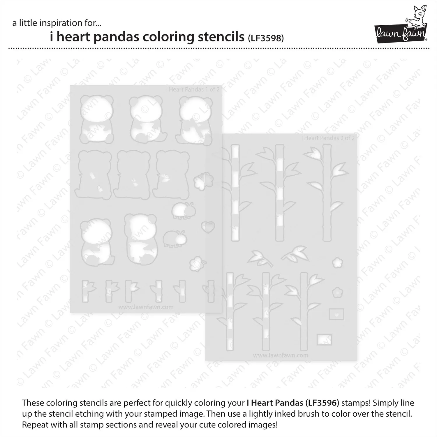 Lawn Fawn I Heart Pandas Coloring Schablonen Panda