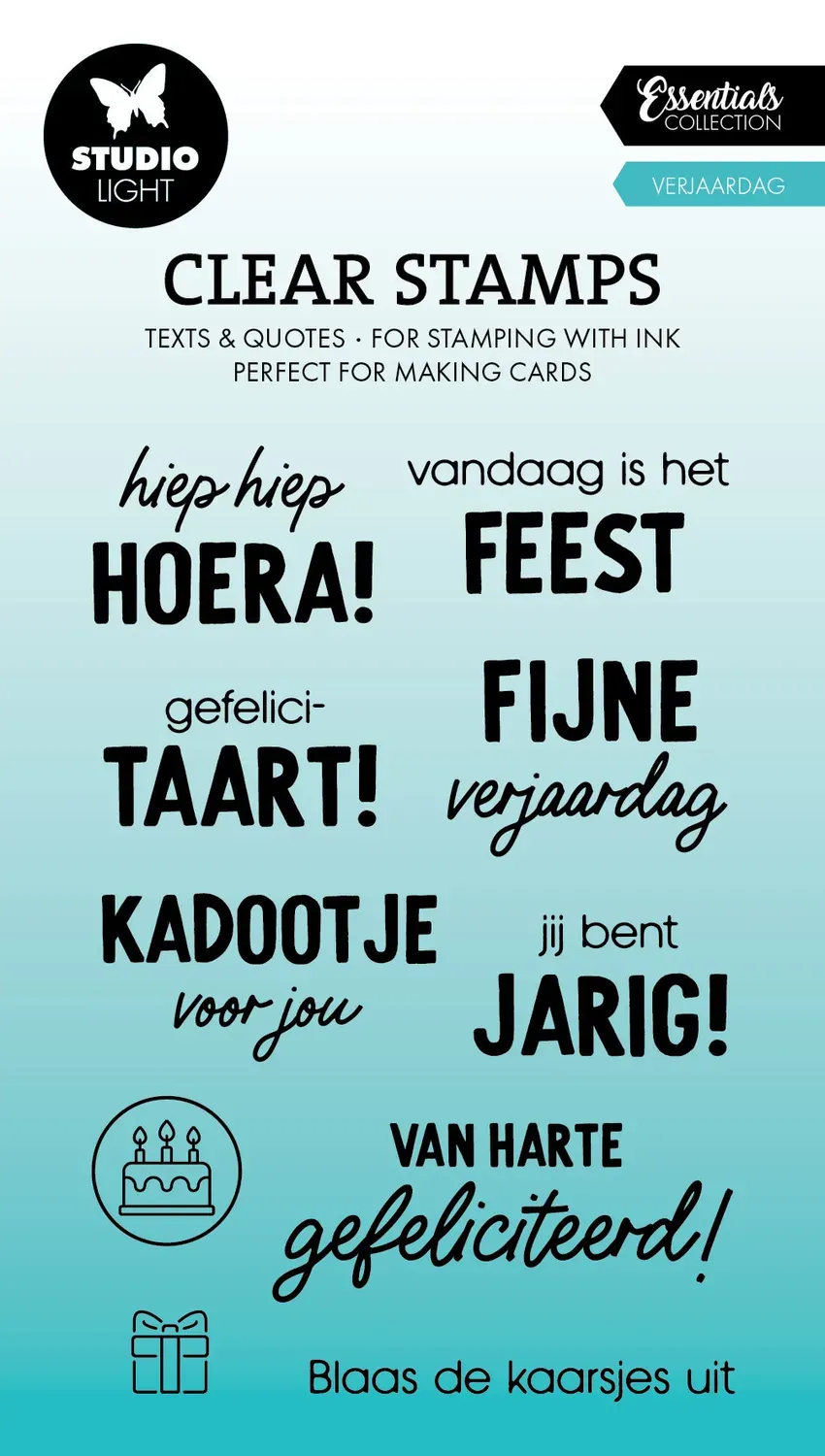 StudioLight Essentials Verjaardag Clear Stamp Stempel Niederländisch