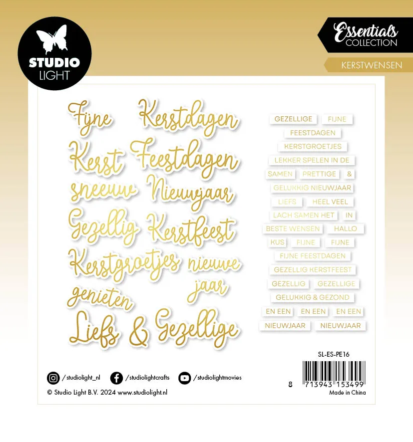 StudioLight Essentials Golden Kerstwensen Papierelemente Gold