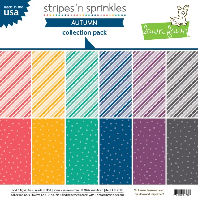 Lawn Fawn Stripes'n Sprinkles Autumn Papier 12x12 12 Bogen