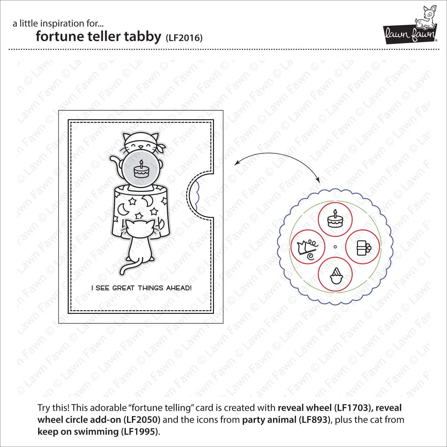 Lawn Fawn Fortune Teller Tabby Clear Stamps Katze