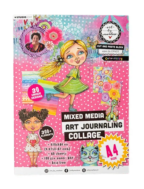 Art by Marlene 2026 Collage Paper Pad Color-happy-02 60 Blatt