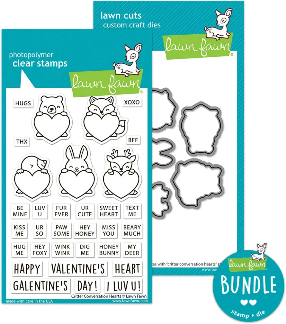 Lawn Fawn Critter Conversation Hearts Stempel Stanzen Bundle