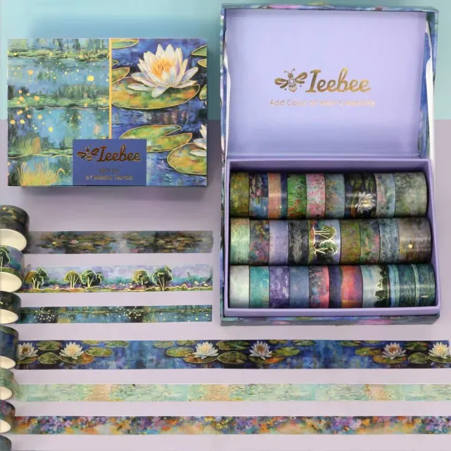 Ieebee Monet Washi Tape Set 27 Rollen Seerosen Goldfolie
