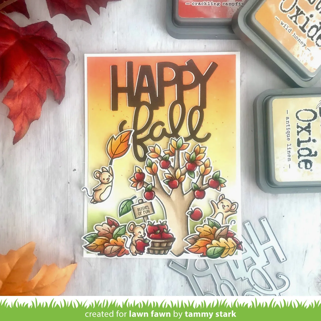 Lawn Fawn Giant Happy Fall Lawn Cuts Stanzschablone Herbstgruss