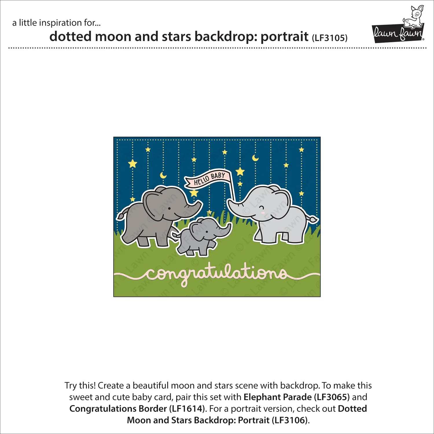 Lawn Fawn Dotted Moon Stars Stanzen Querformat