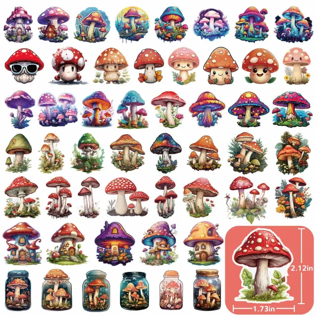 Ieebee Cute Mushroom Sticker Set 245 Stück wasserfest