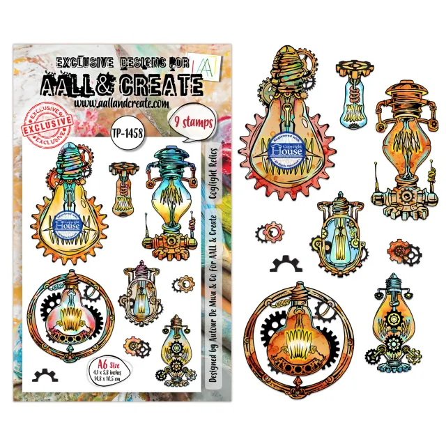 AALL and Create TP-1458 Coglight Relics Stempel A6 9-teilig Steampunk