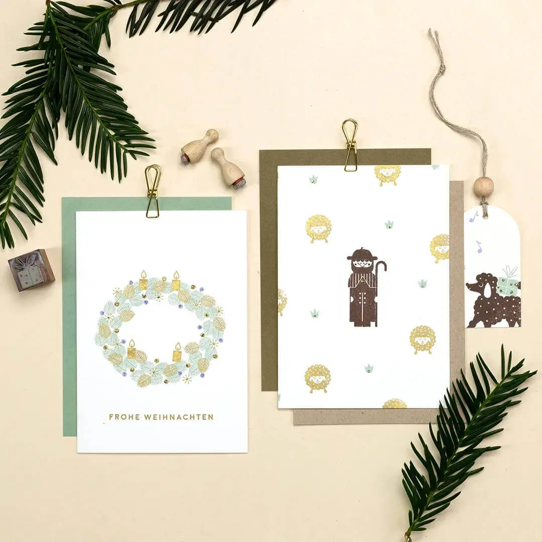 Perlenfischer Frohe Weihnachten Stempel 64 mm Schriftzug