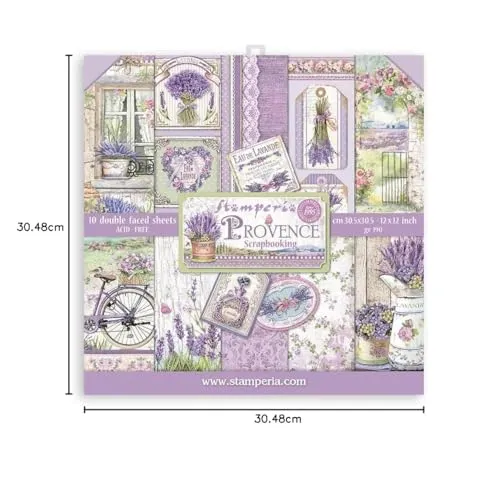 Stamperia Provence Scrapbooking Pad 10 Bogen 30,5x30,5 SBBL105