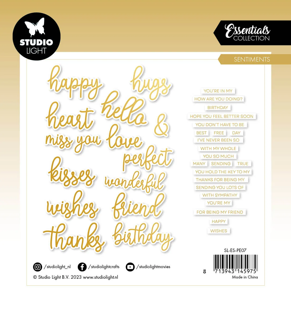 StudioLight Essentials Sentiments Papierelemente Goldfolie