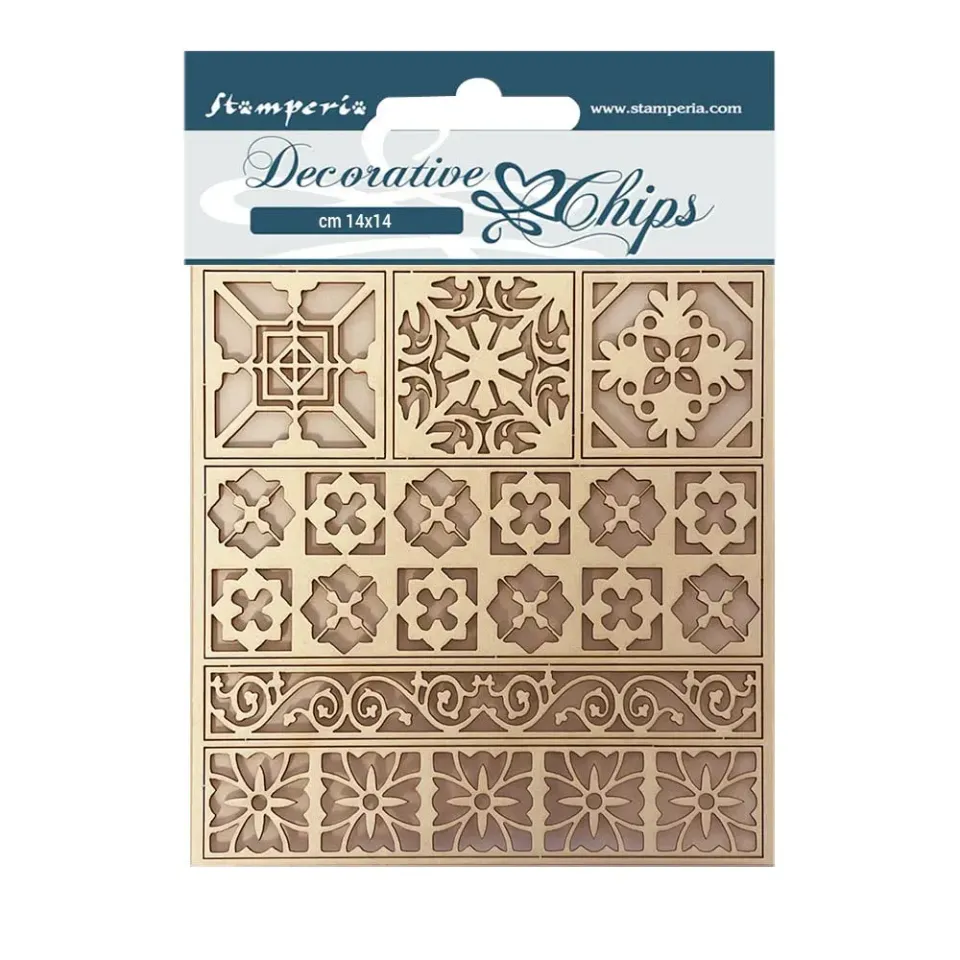 Stamperia Casa Granada Chipboard Stanzteile 14x14 Fliesen