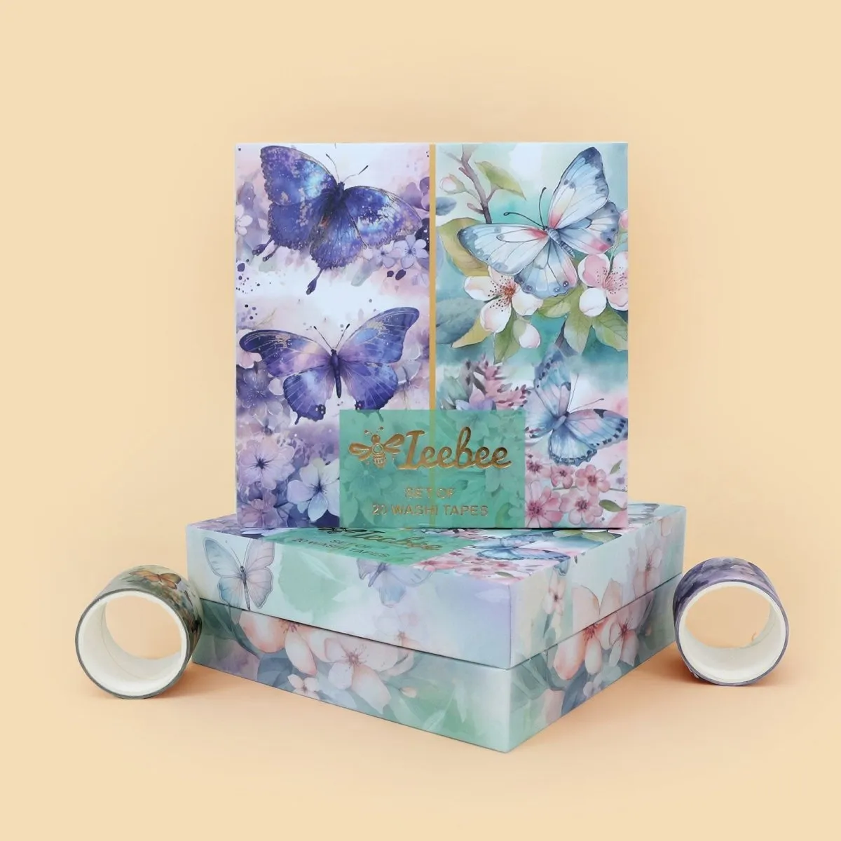 Ieebee Butterfly Washi Tape Set 20 Rollen floral