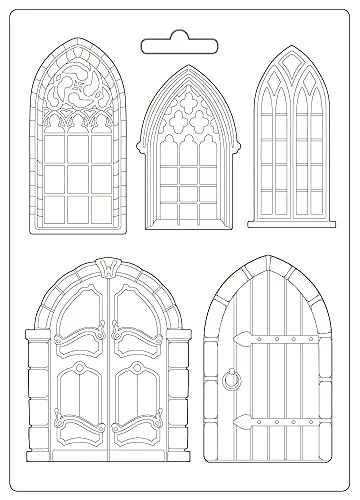 Stamperia K3PTA498 Mould Sleeping Beauty Türen Fenster A4