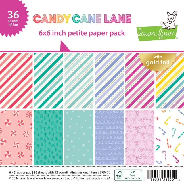 Lawn Fawn Candy Cane Lane Petite Papierblock 6x6 36 Blatt