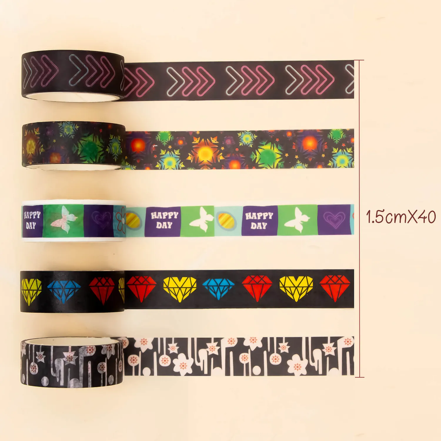 Ieebee Neon Washi Tape Set 40 Rollen Deko-Klebeband