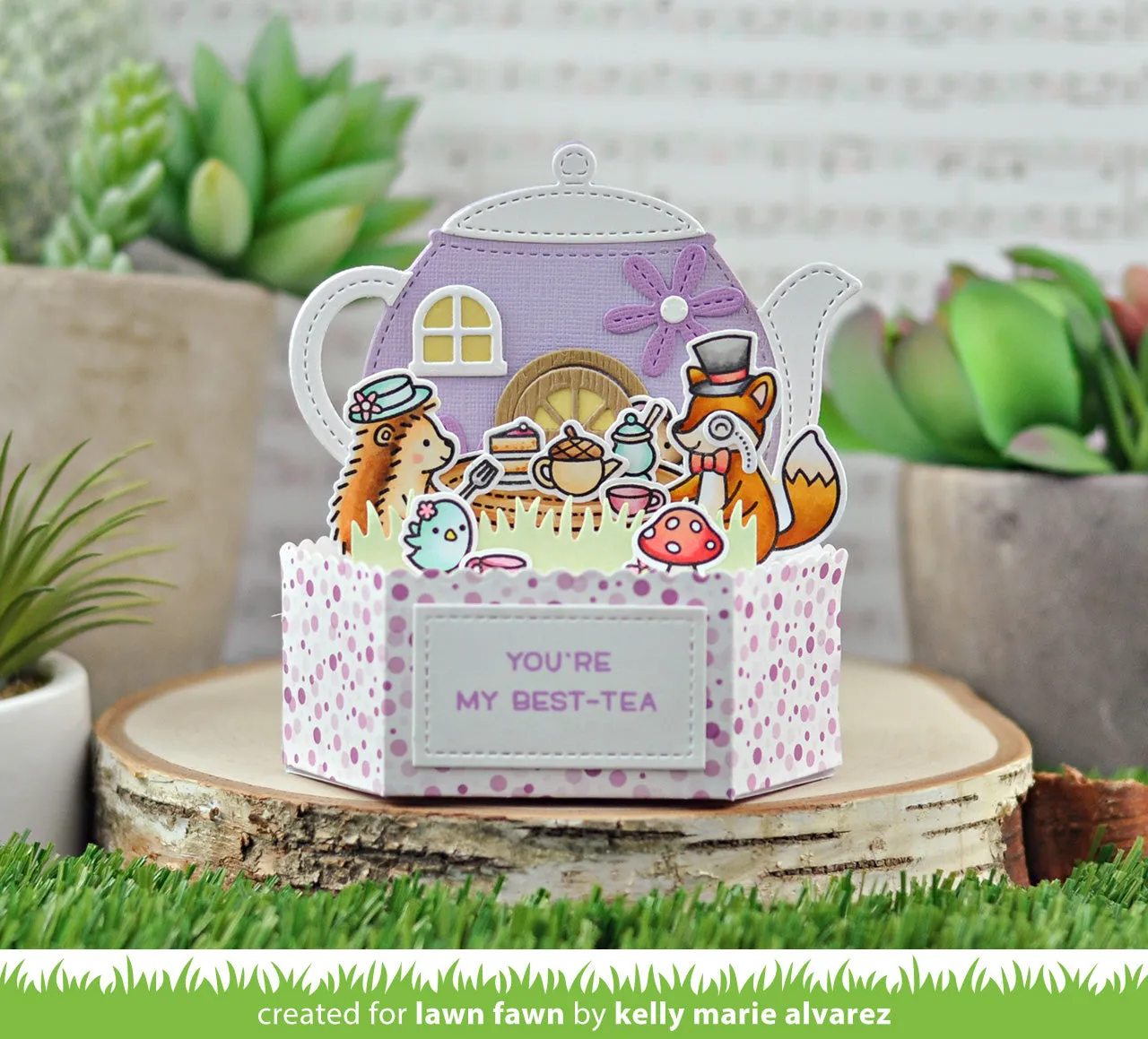 Lawn Fawn Lawn Cuts LF2877 Stanzschablone Teekanne Genäht