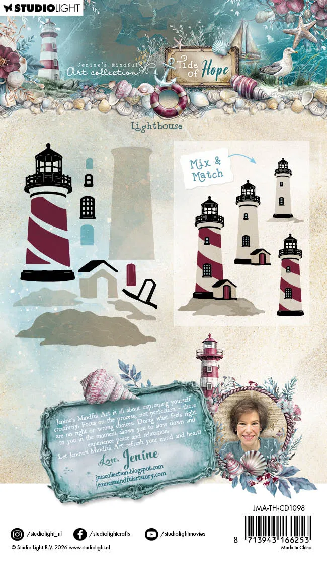 Jenine’s Mindful Art Tide of Hope Stanzschablone Lighthouse