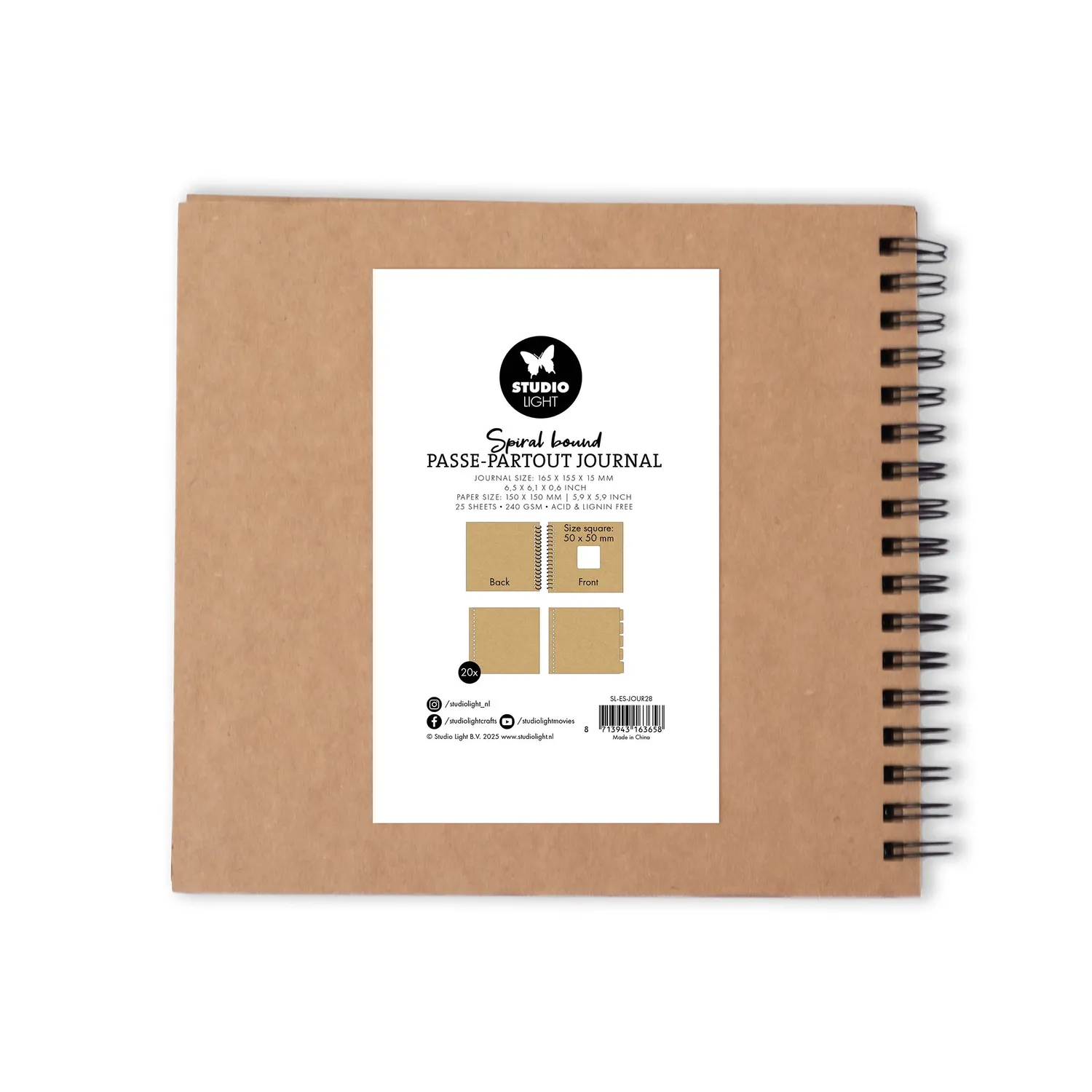 Studio Light Essentials Spiral-Journal 15x15 cm Kraft
