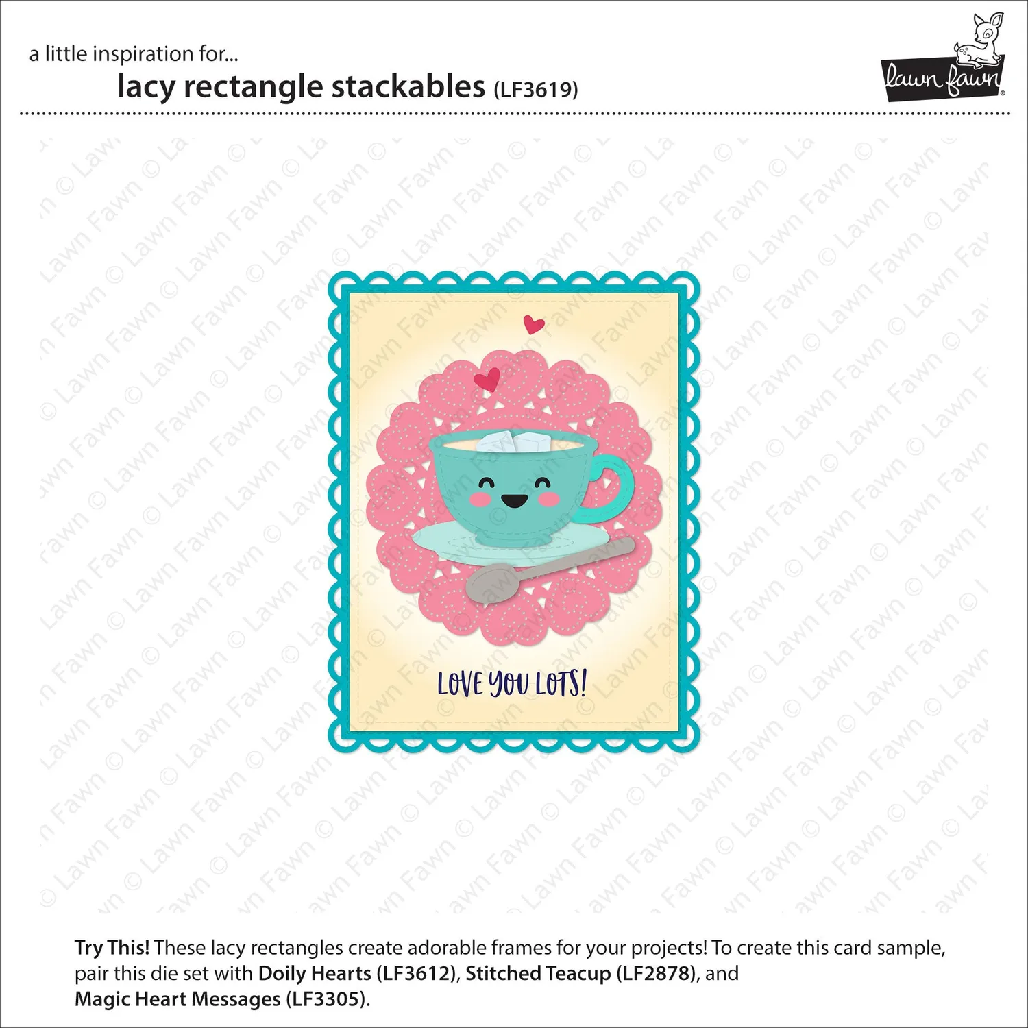 Lawn Fawn Lacy Rectangle Stackables LF3619 Stanzen 4er Spitze
