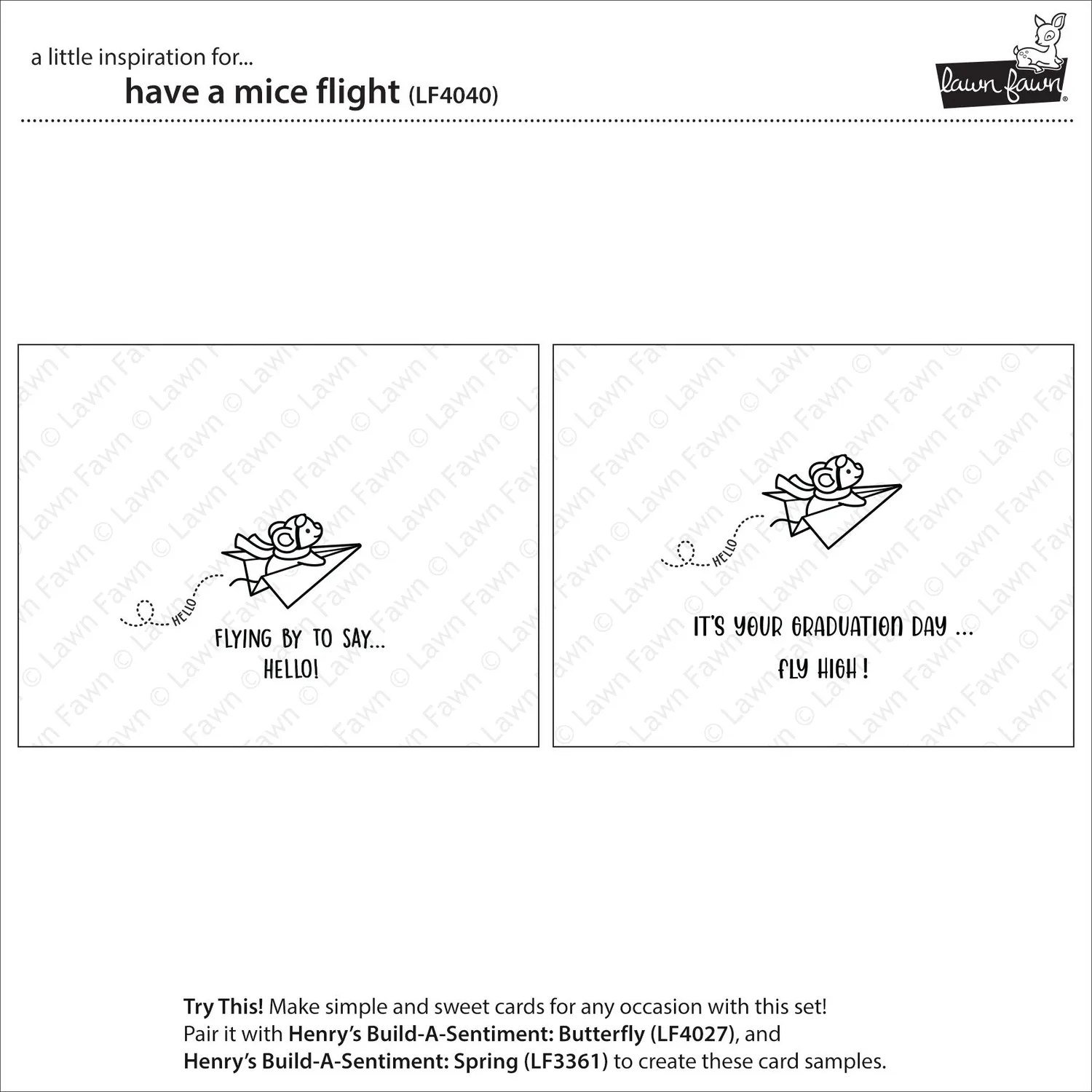 Lawn Fawn Have a Mice Flight LF4040 Stempelset Mini